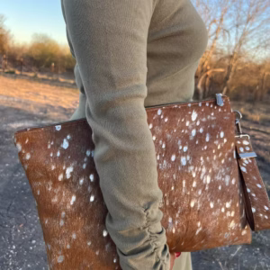 Top Zip custom color Oversized Cowhide clutch