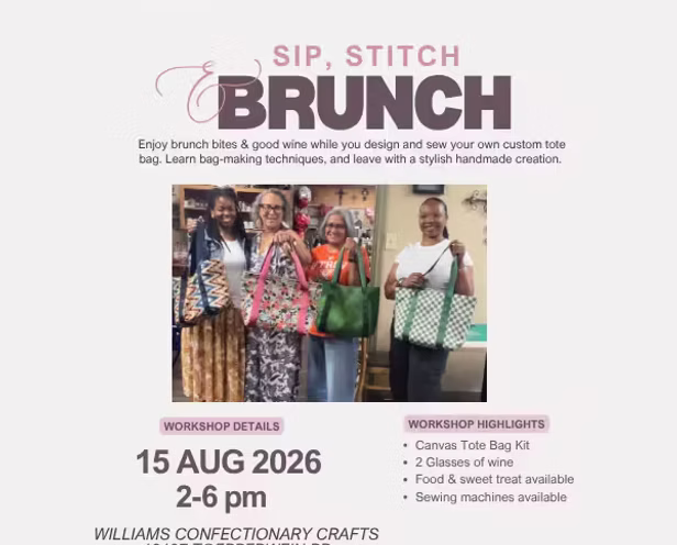 Sip, Stitch, & Brunch, Aug 15 at 2:30 pm