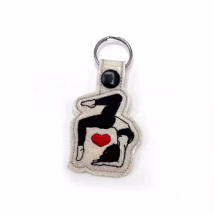 Yoga back bend keychain - White sparkles